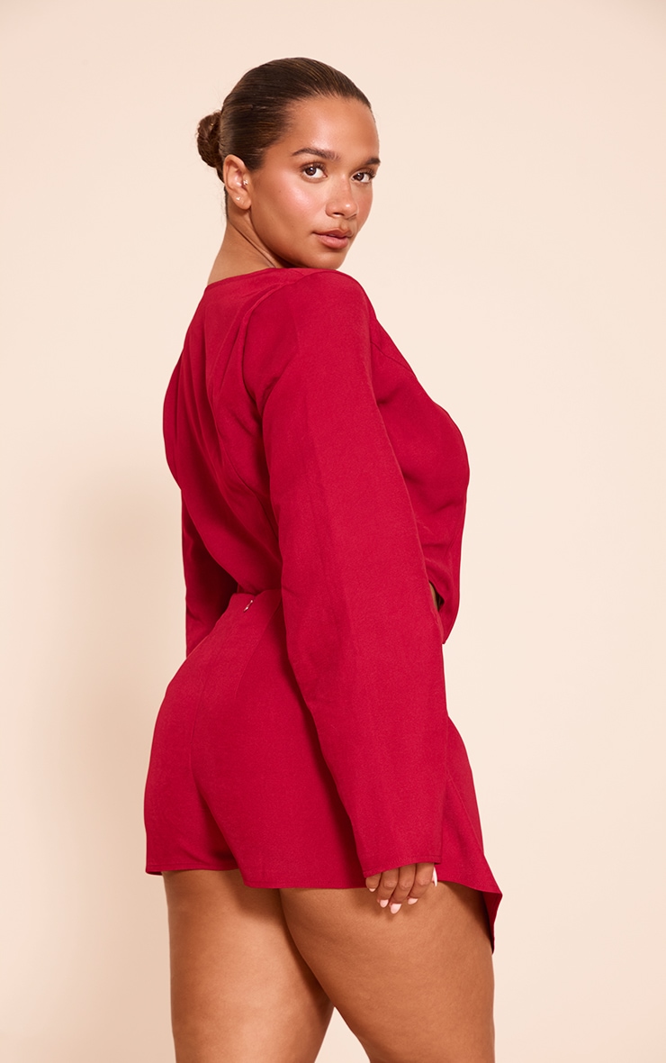 Shape red Asymmetrical Hammered Button Blazer image 2