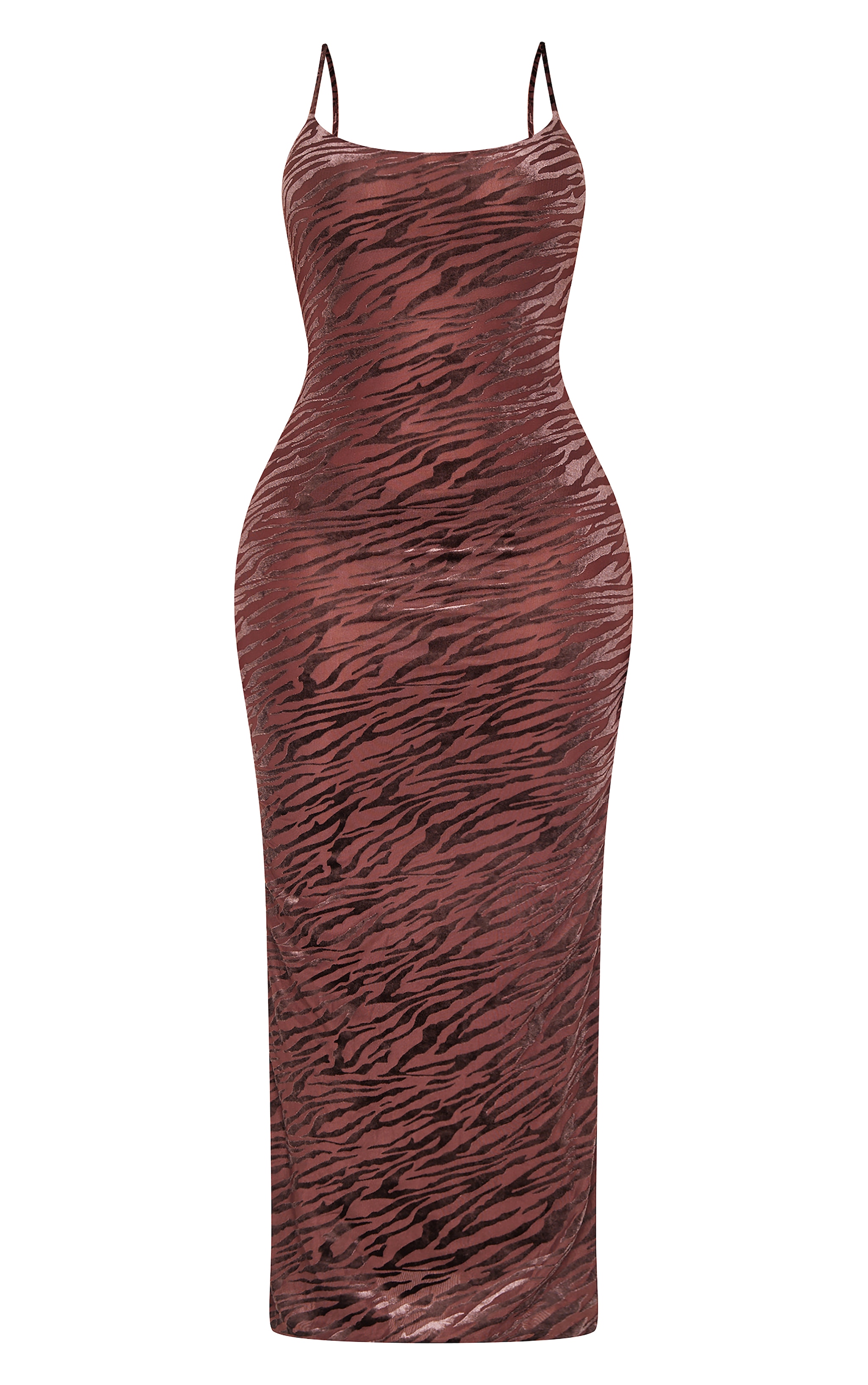 Shape Chocolate Zebra Devore Strappy Maxi Dress image 5