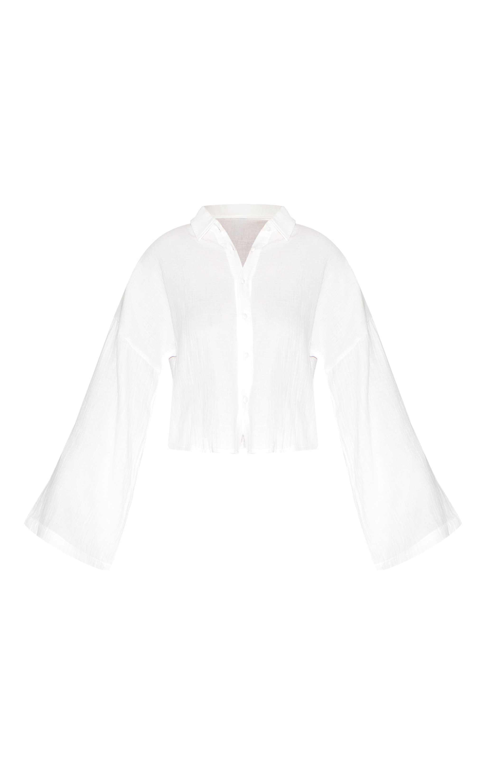 White Linen Look Button Up Shirt image 5