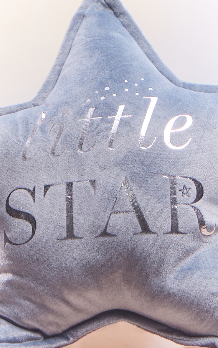 Bambino Coussin étoile en velours bleu à slogan Little Star image 2
