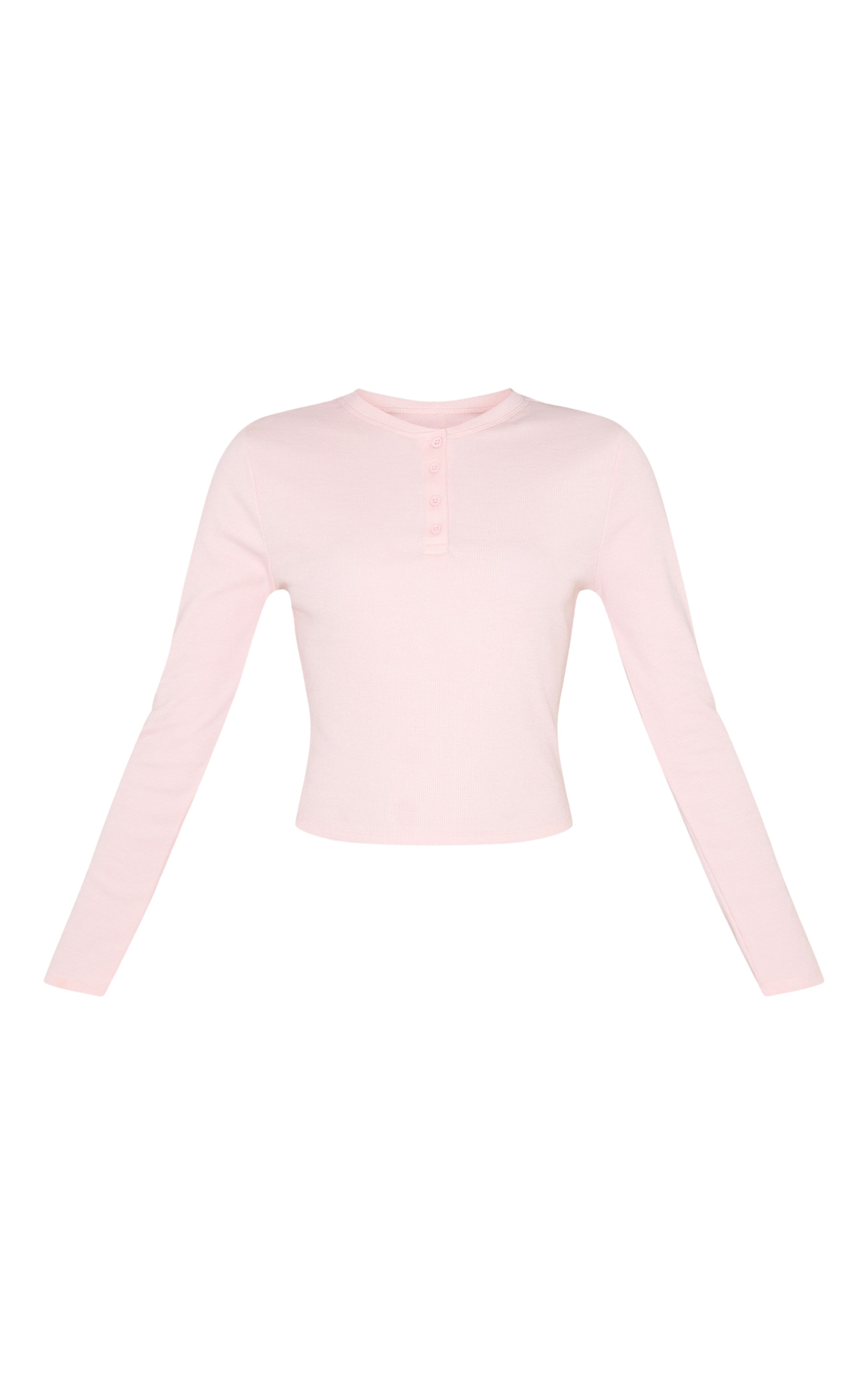 Baby Pink Ribbed Button Down Long Sleeve Pj Top image 5