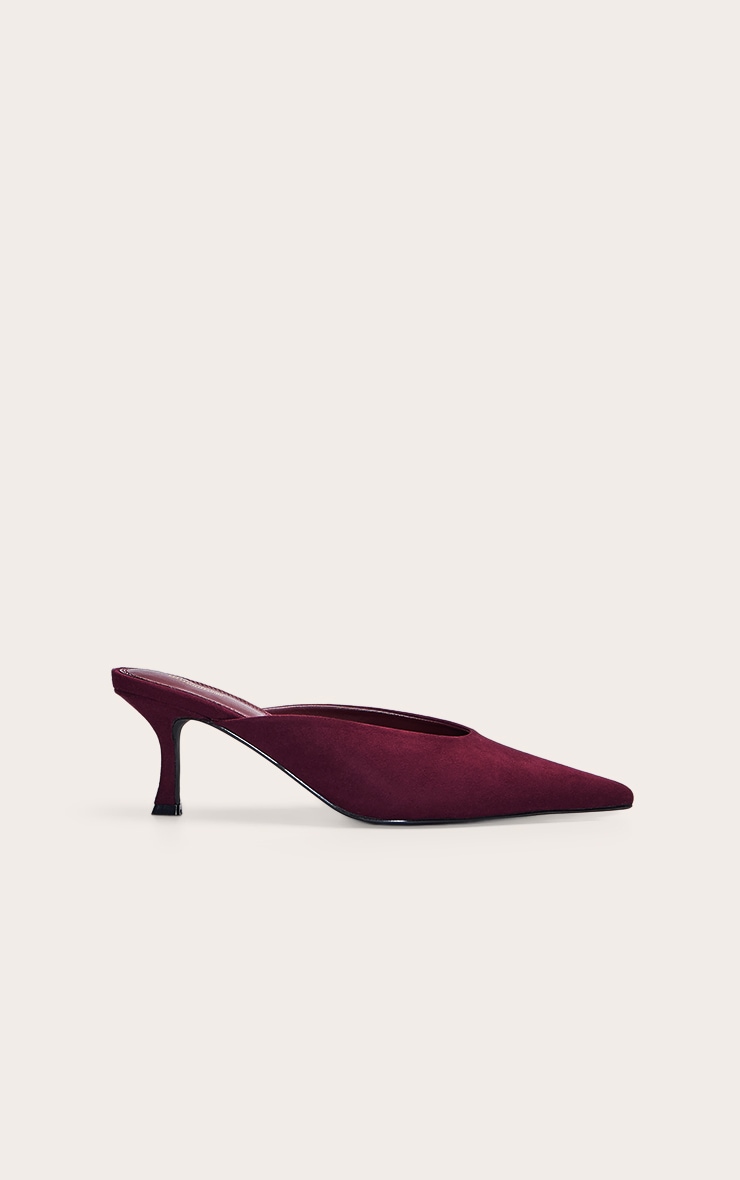 Mules en suédine prune à talon kitten image 2