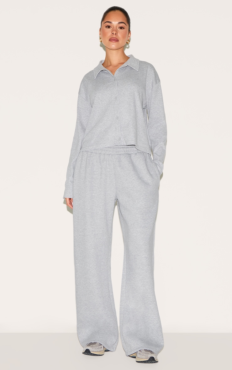 Grey Marl Cropped Boxy Collared Sweat image 3