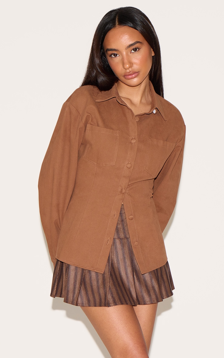 Petite Chocolate Pinstripe Pleated Mini Skirt image 4