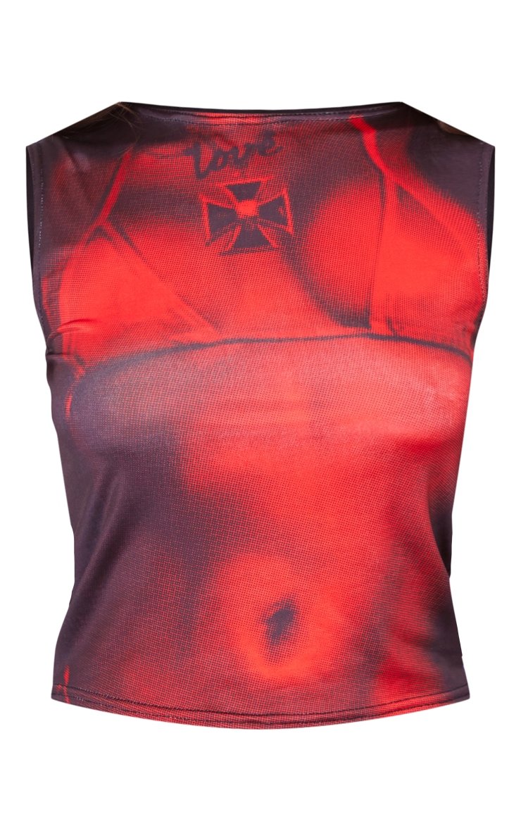 Petite Red Bikini Body Print Crop Top image 5