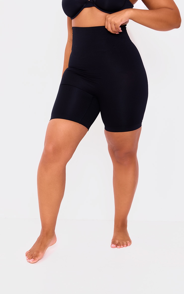 Plus Black Seamless High Waist Control Shapewear Shorts image 2