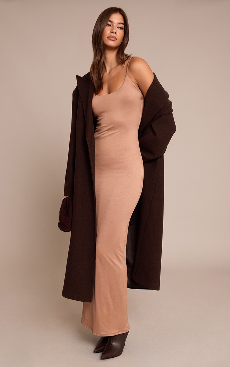 Taupe Soft Touch Jersey Strappy Maxi Dress