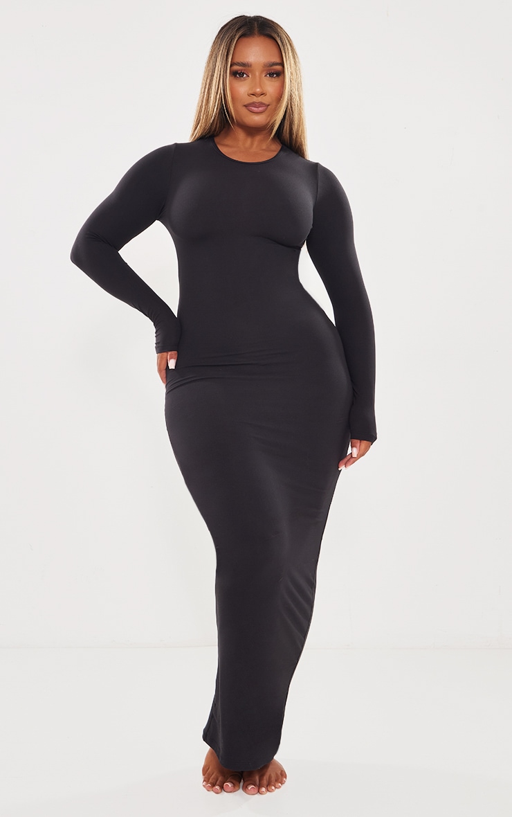 Shape Robe longue sculpt noire à manches longues image 1
