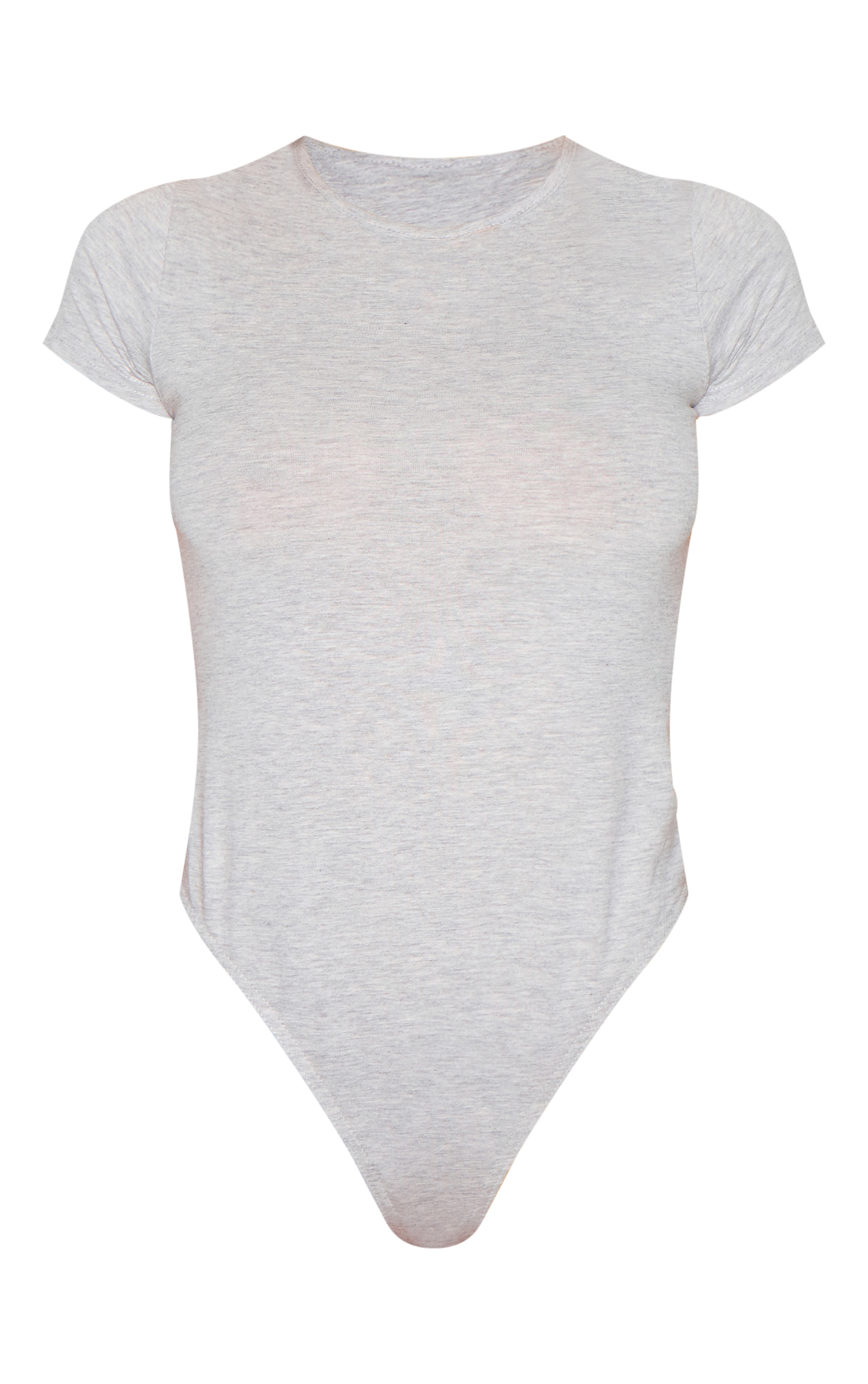 Grey Marl Basic Cotton Blend Fitted Short Sleeve Bodysuit image 5