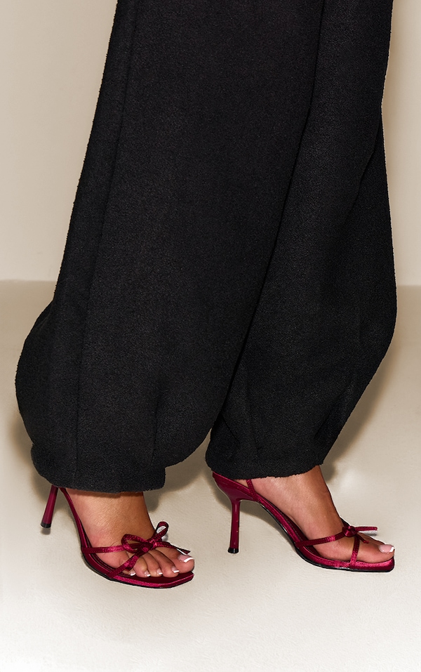 Red Satin Bow Detail Heeled Sandal