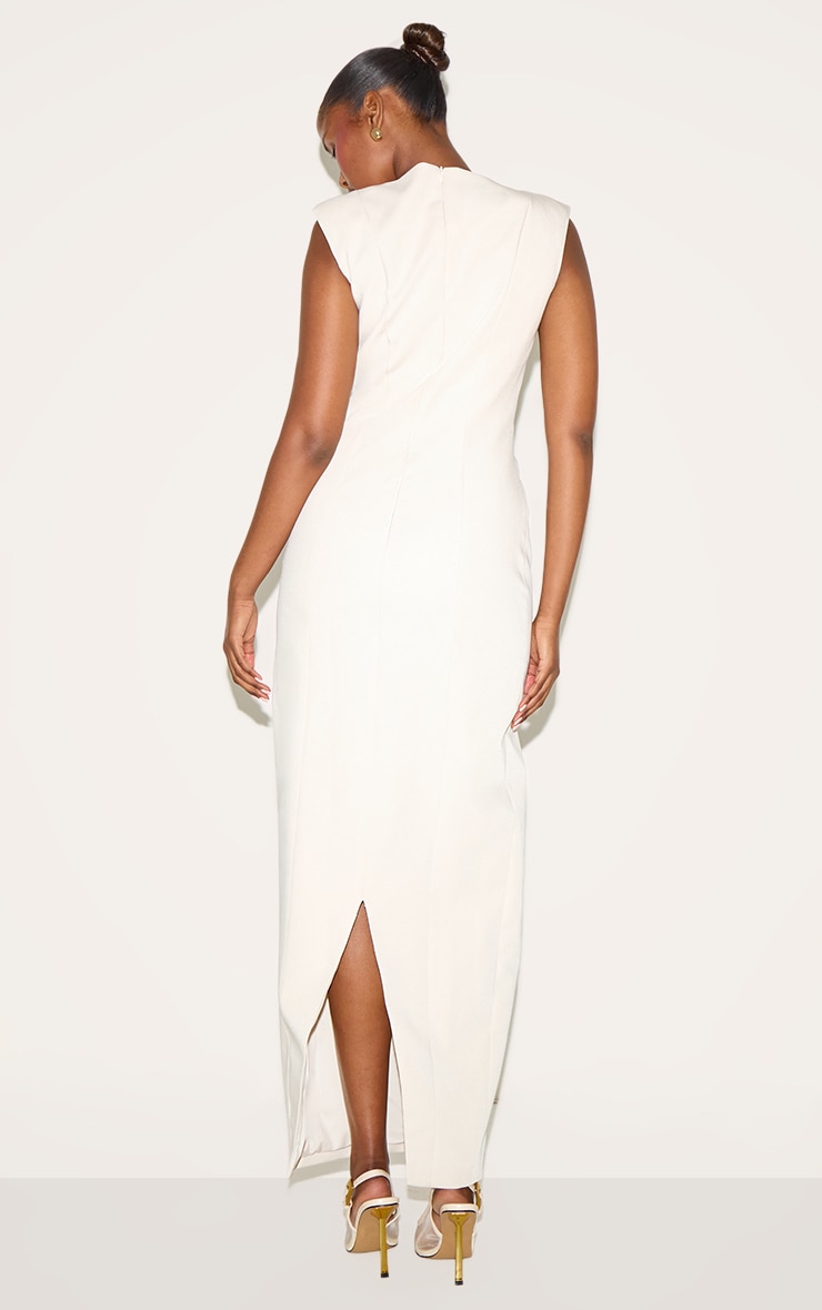 Cream Woven Boat Neck Maxi Dress image 2