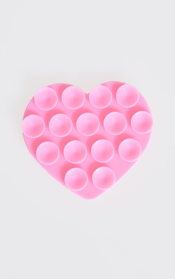 STICKYBESTIE Pink Heart Suction Phone Holder image 1