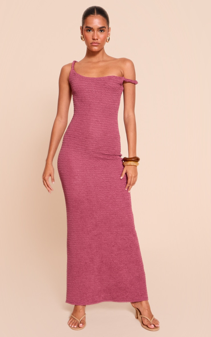 Mauve Textured Twist Strap Detail Maxi Dress image 3