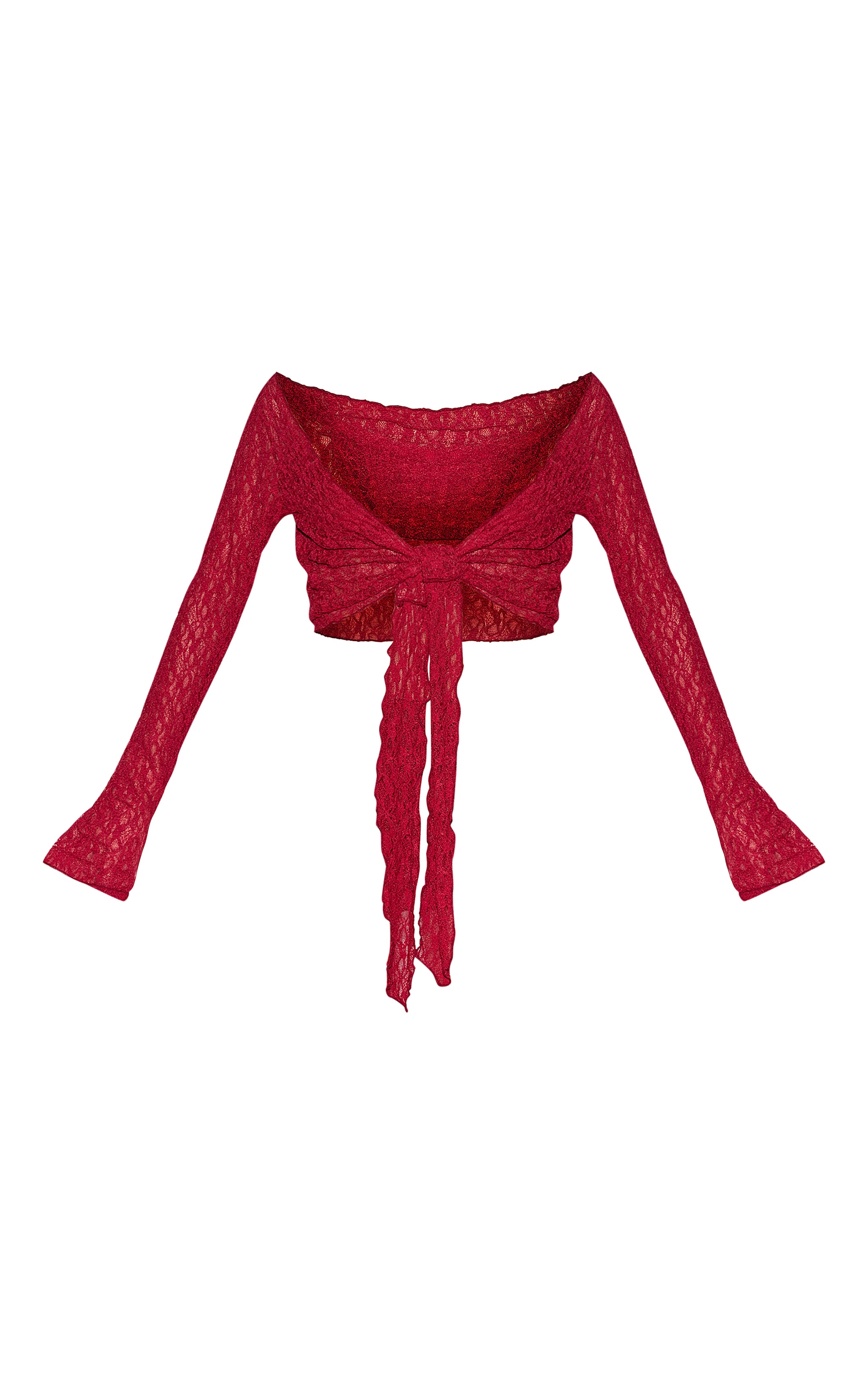 Berry Red Lace Tie Front Beach Top image 5