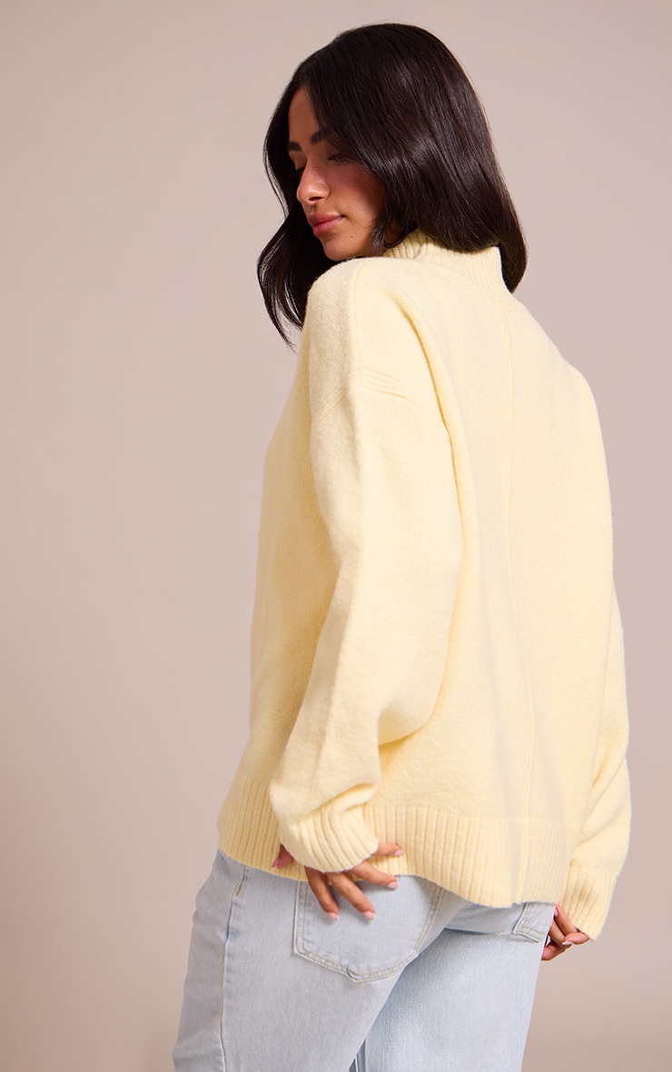 Petite Lemon Knit Oversized Polo Neck Sweater image 2