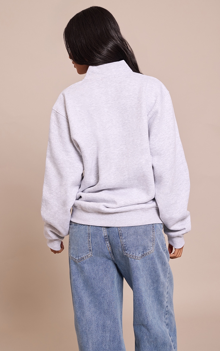 Tall Ash Grey Funnel Neck Zip Sweatshirt image 2