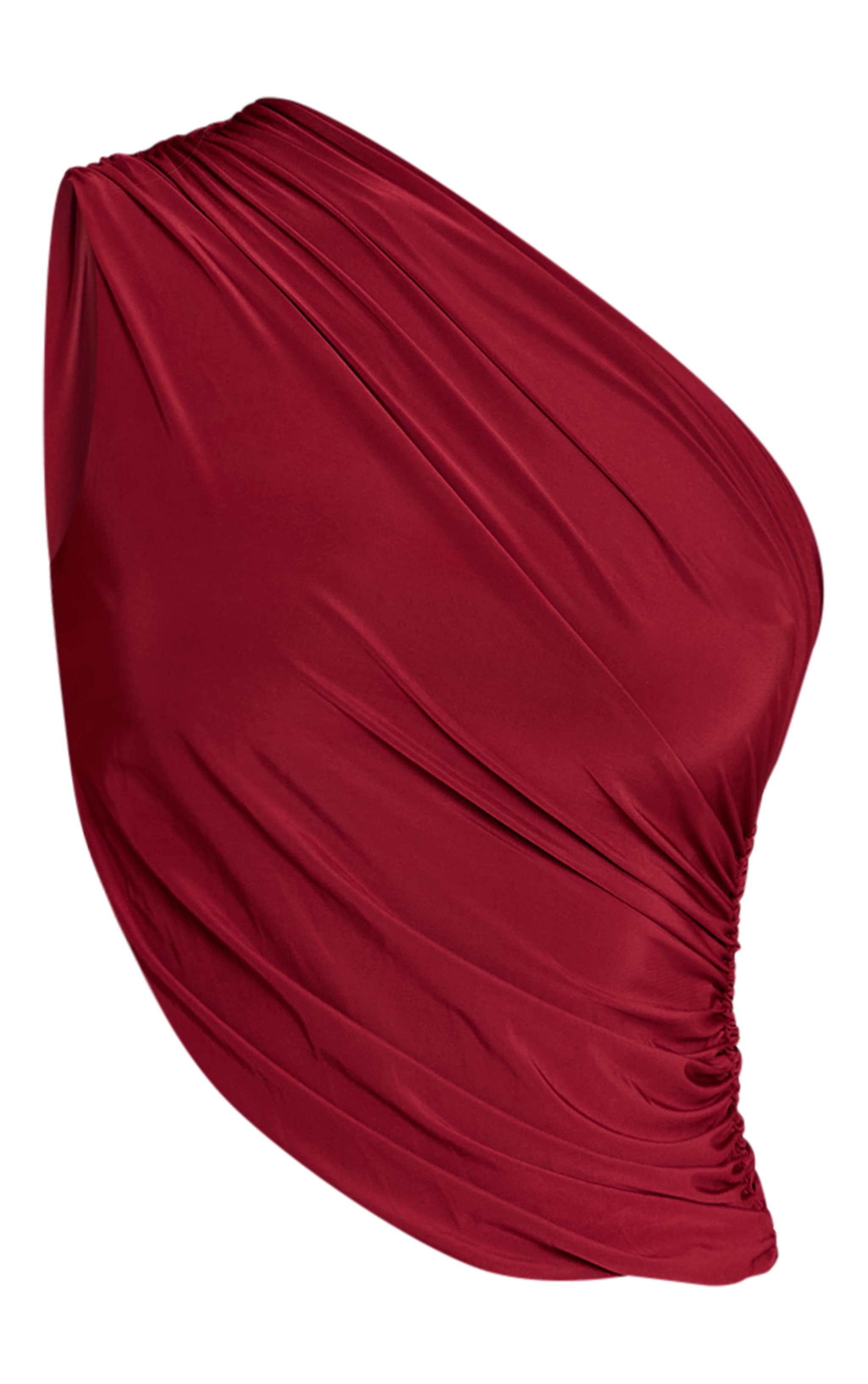 Dark Wine Slinky Asymmetric Ruched Top image 5