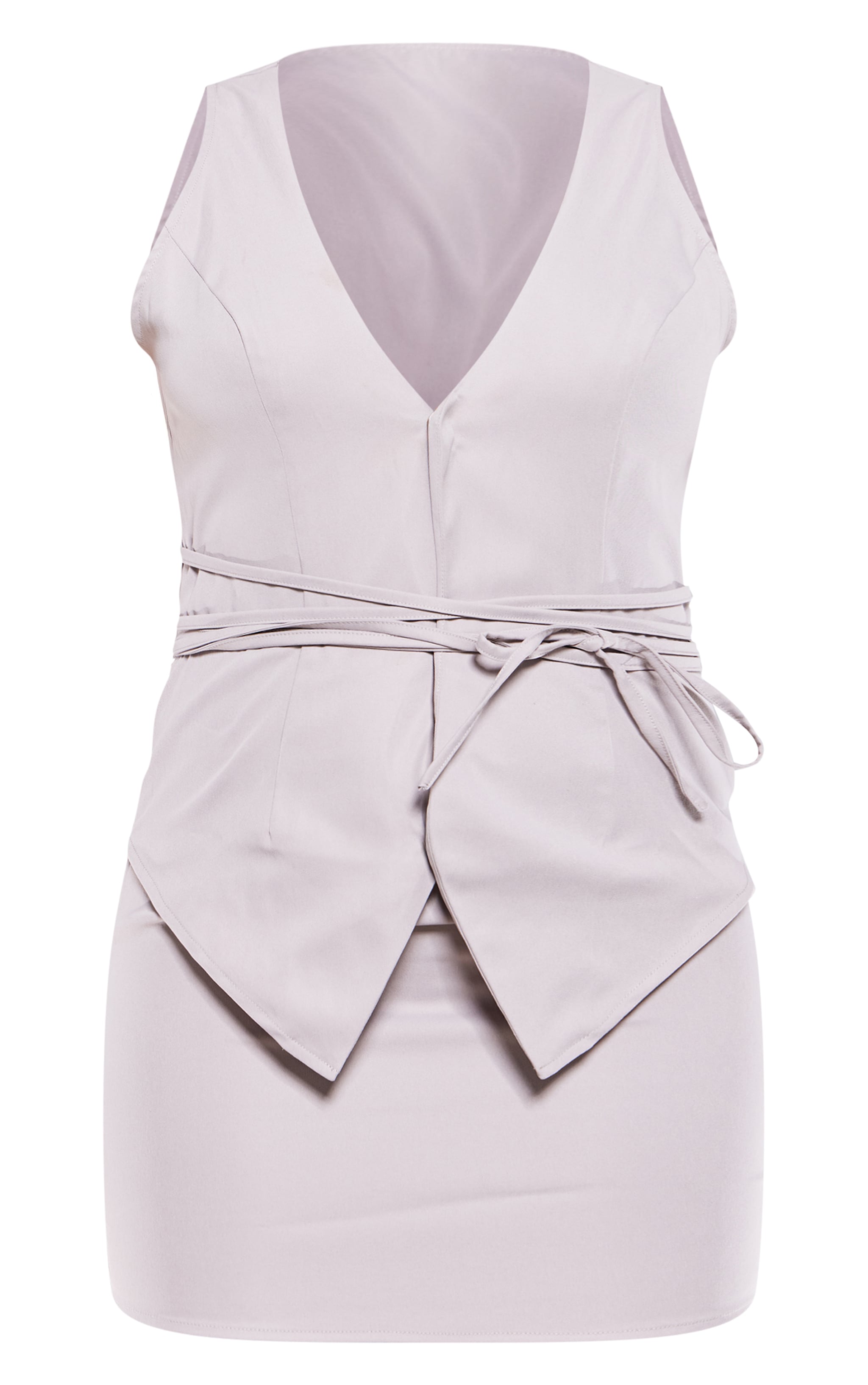 Grey Tie Wrap Waist Vest Mini Dress image 5