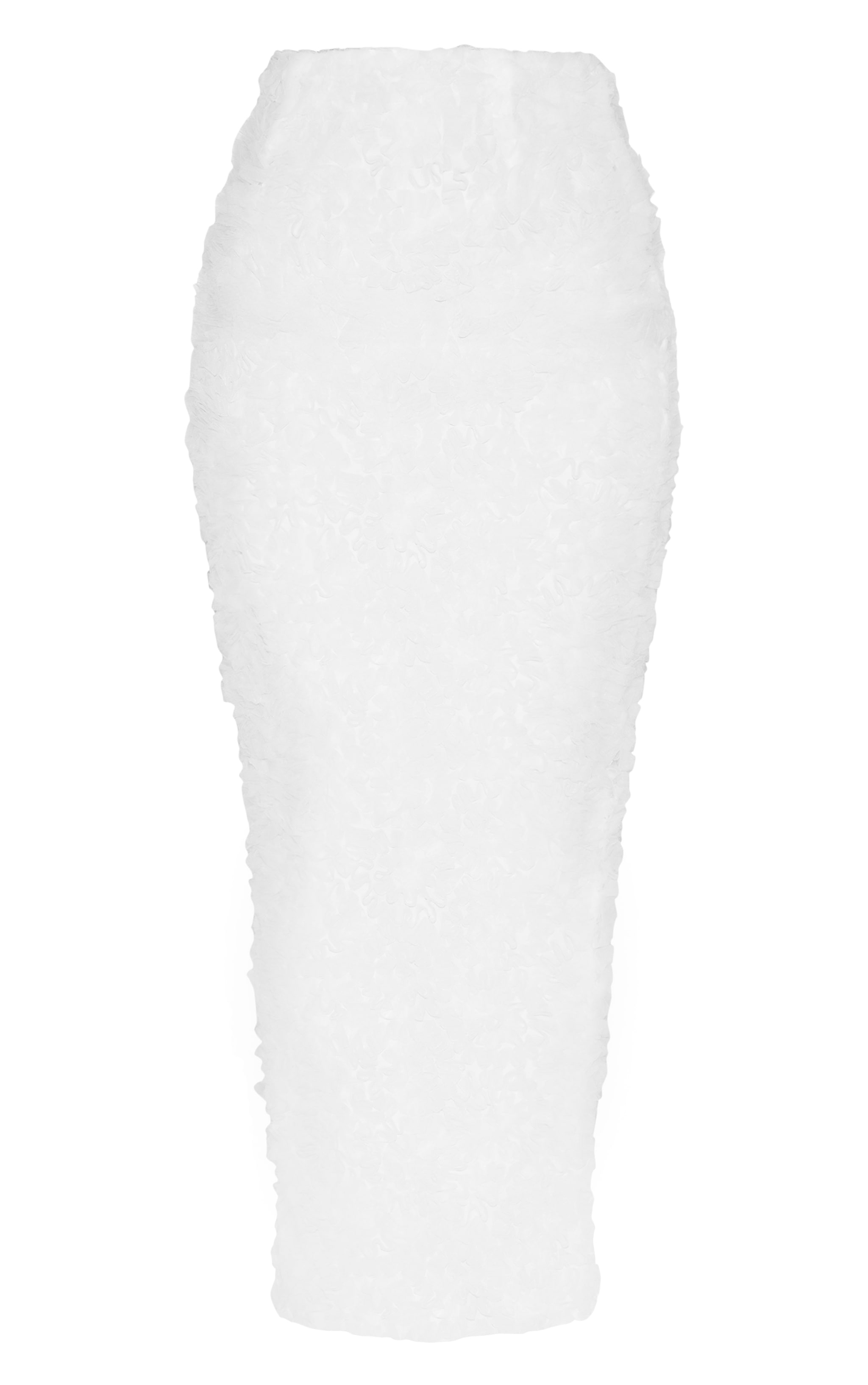 Premium White Tulle Floral Ruffle Detail Maxi Skirt image 5