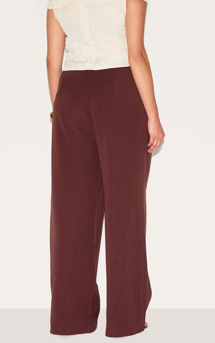 Plus Wine Tailored Tie Detail Woven Wide Leg Pants image 3