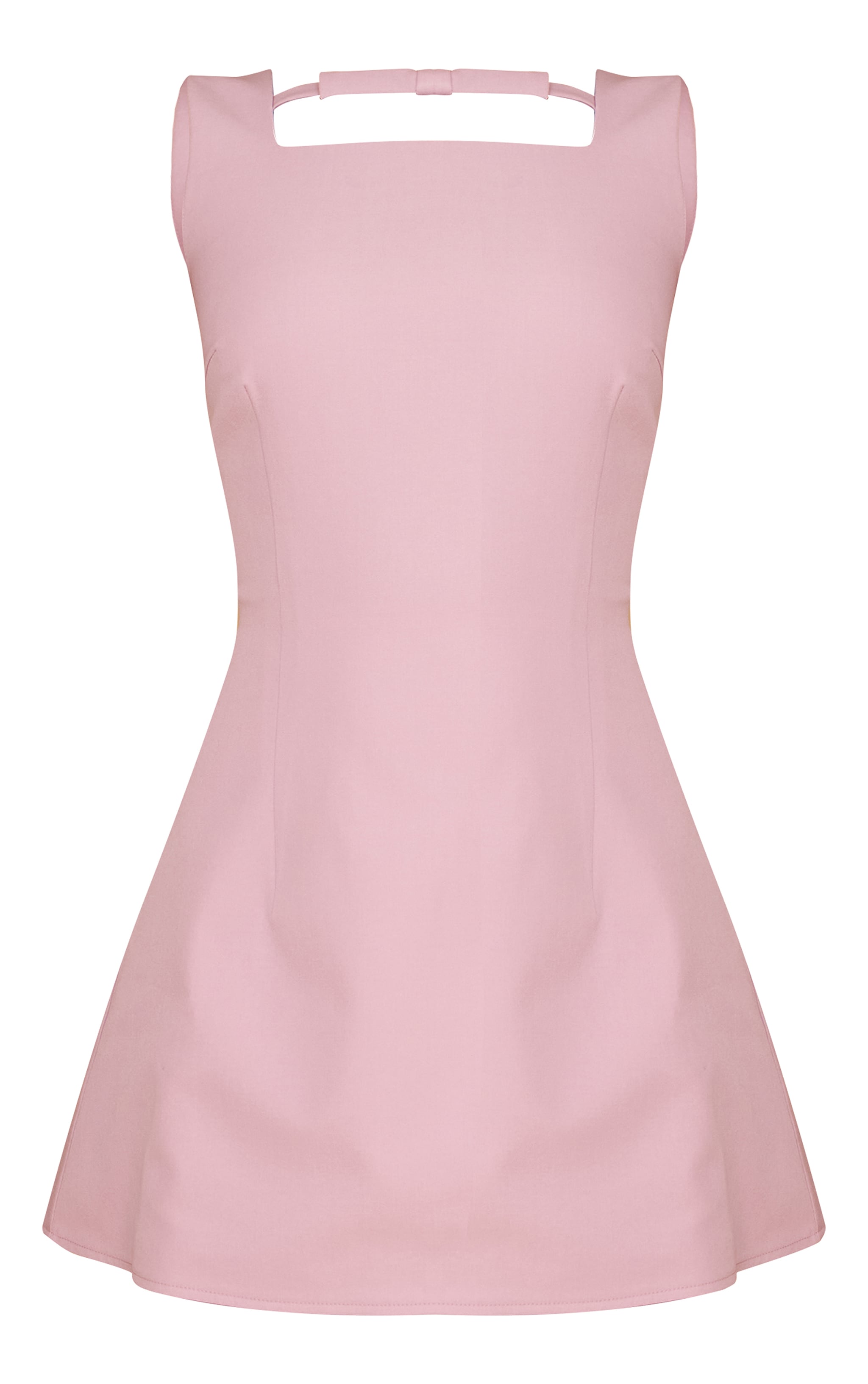 Dusty Pink Twill Bow Detail A-Line Dress image 5