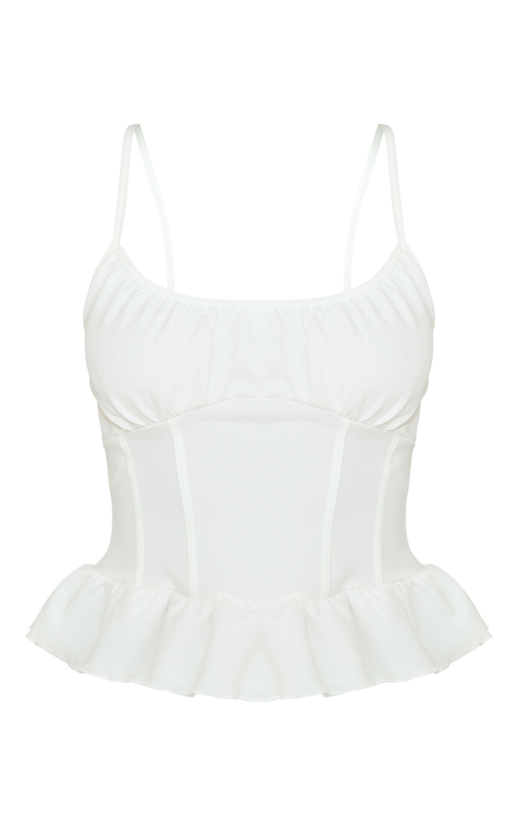 White Frill Hem Cami Top image 5