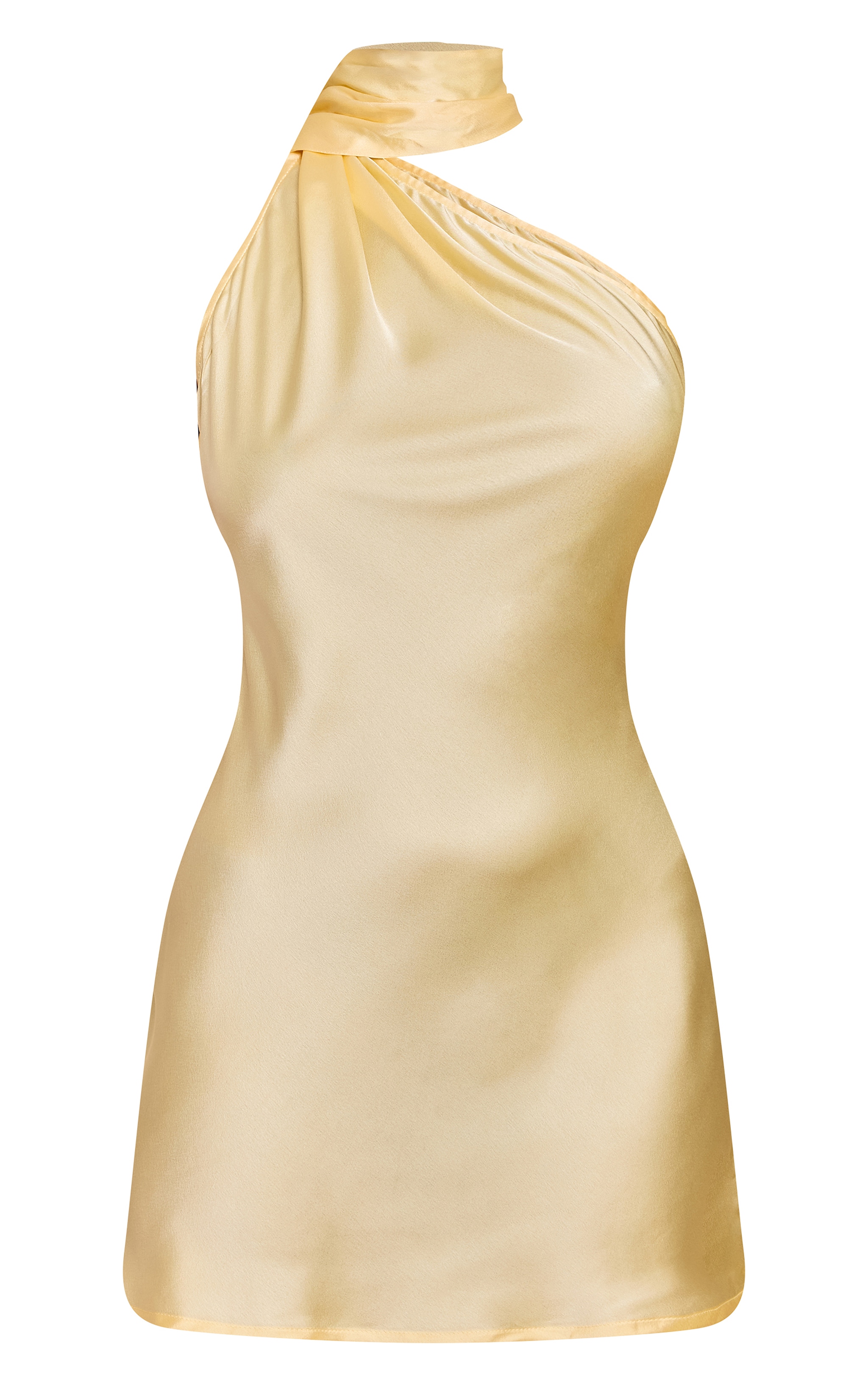 Lemon Satin Scarf Detail Shift Dress image 5