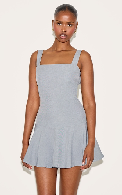 Robe de tailleur droite tissée gris anthracite à dos rond