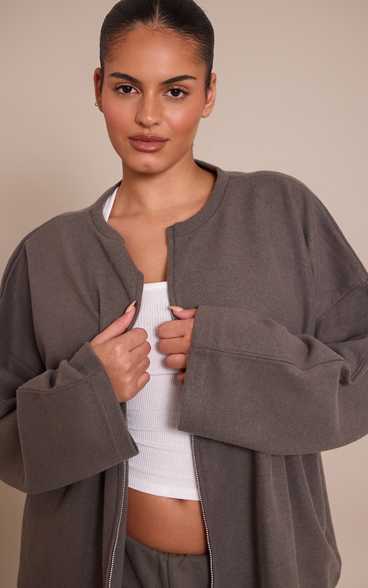 Plus Charcoal Soft Touch Zip Through Sweatshirt image 4