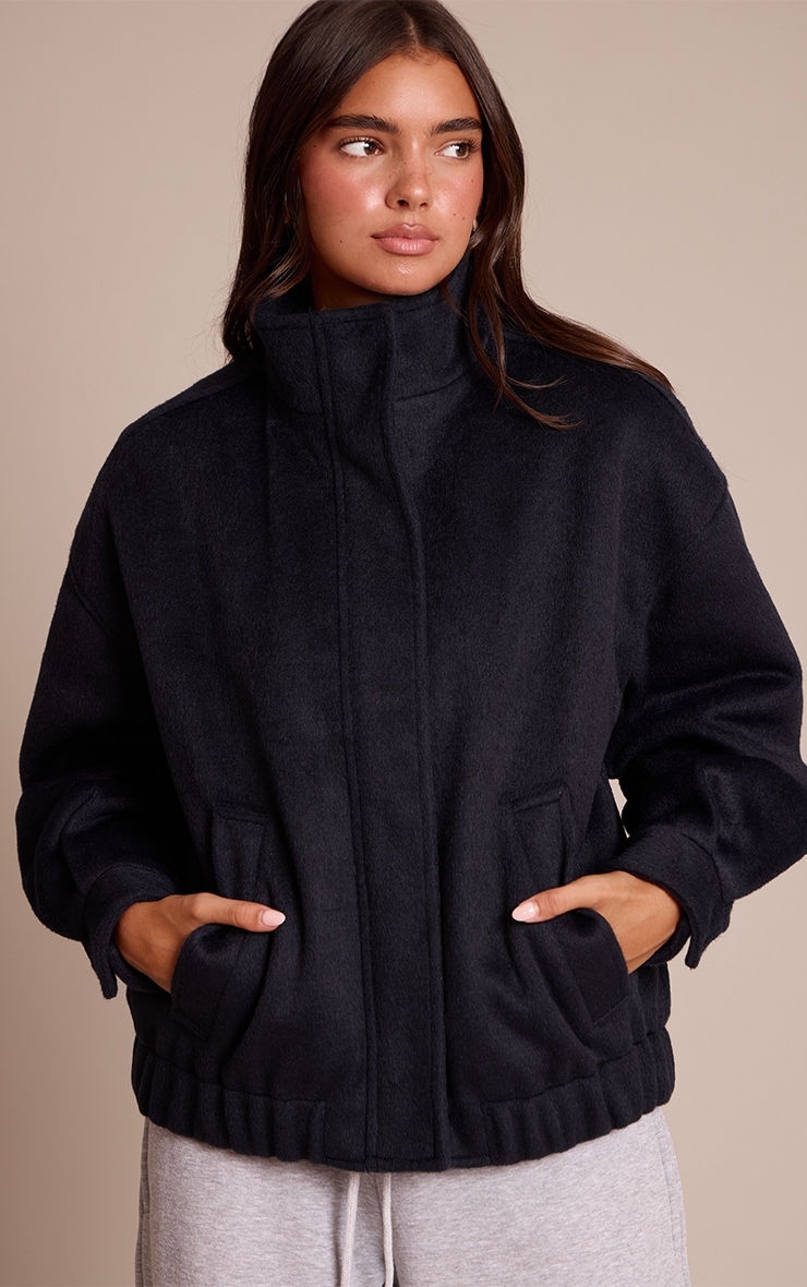 Veste bomber bleu marine à col entonnoir image 1