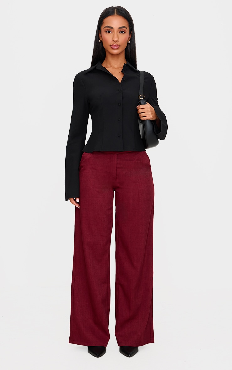 Petite Black Fitted Button Up Shirt image 3
