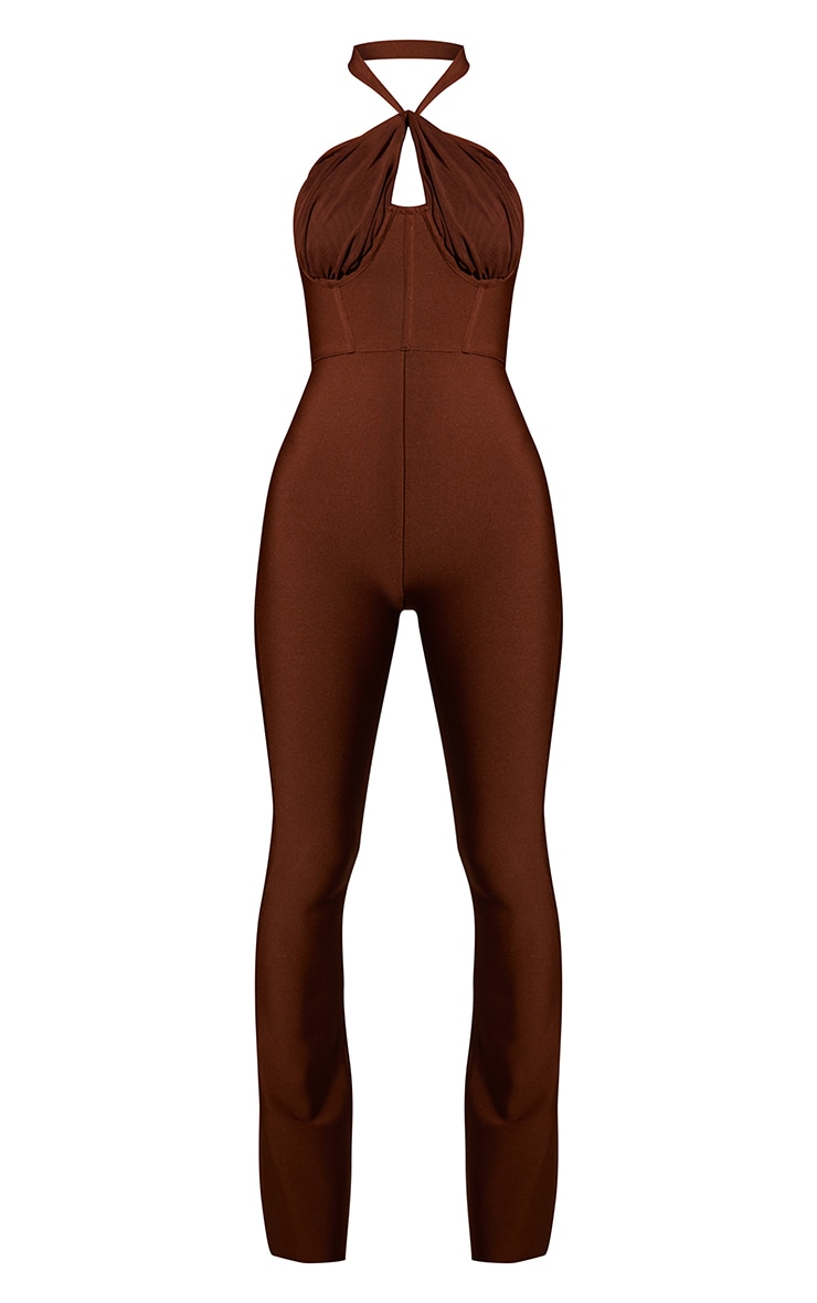 Chocolate Bandage Mesh Halterneck Jumpsuit image 5
