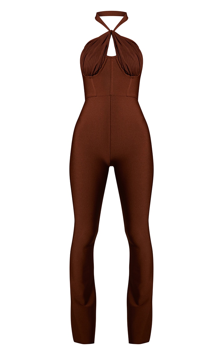 Chocolate Bandage Mesh Halterneck Jumpsuit image 5