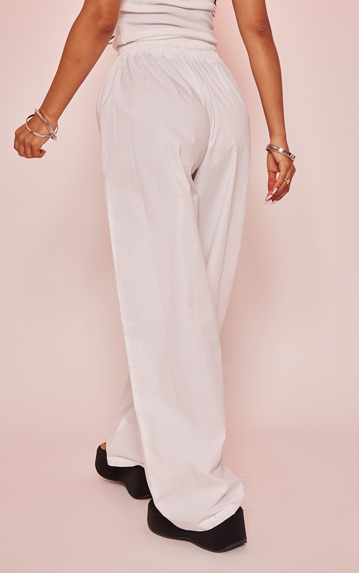 Petite White Cotton Poplin Pocket Pants image 3