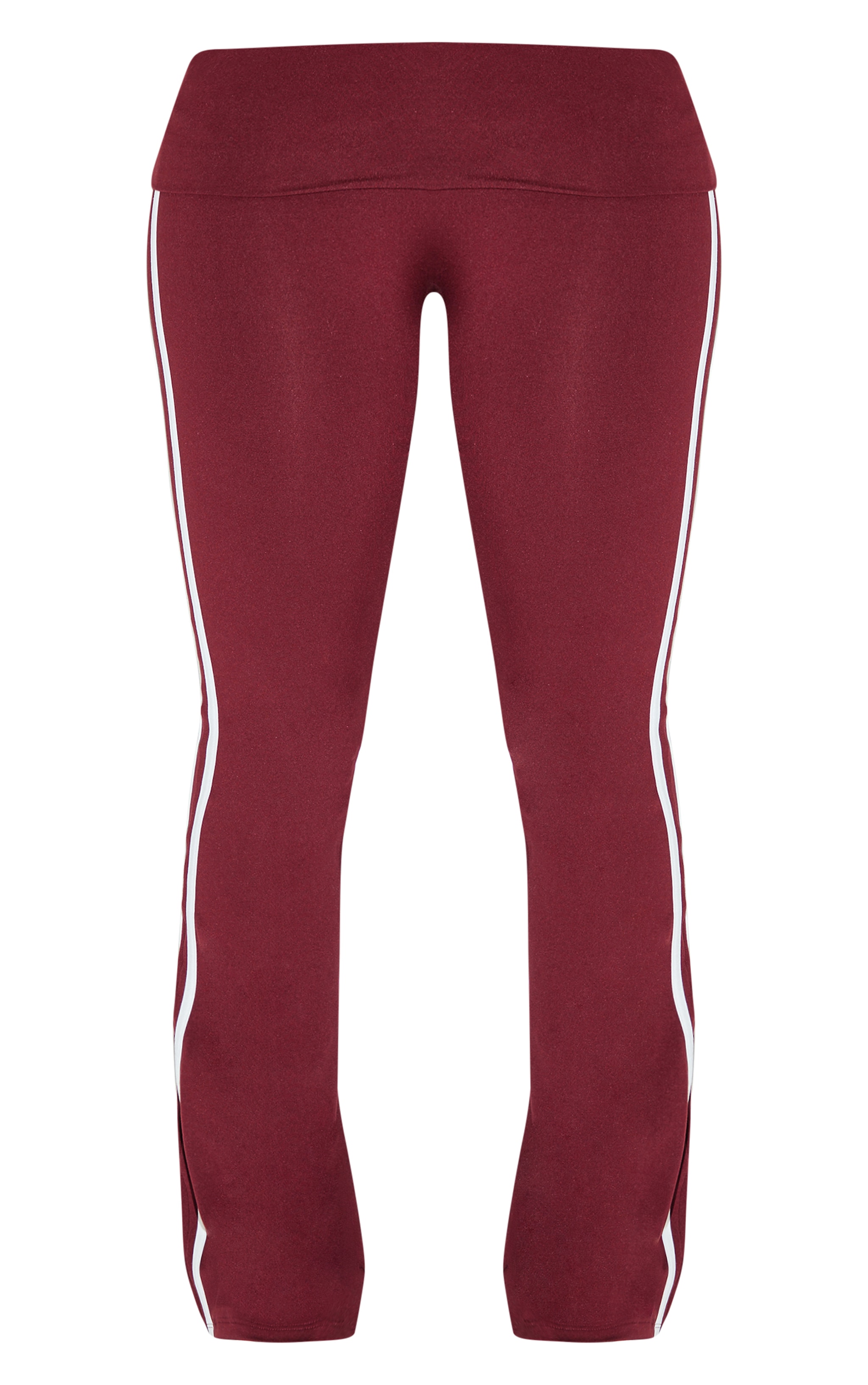 Shape Burgundy Sculpt Side Stripe Fold Over Waist High Waisted Flares image 5