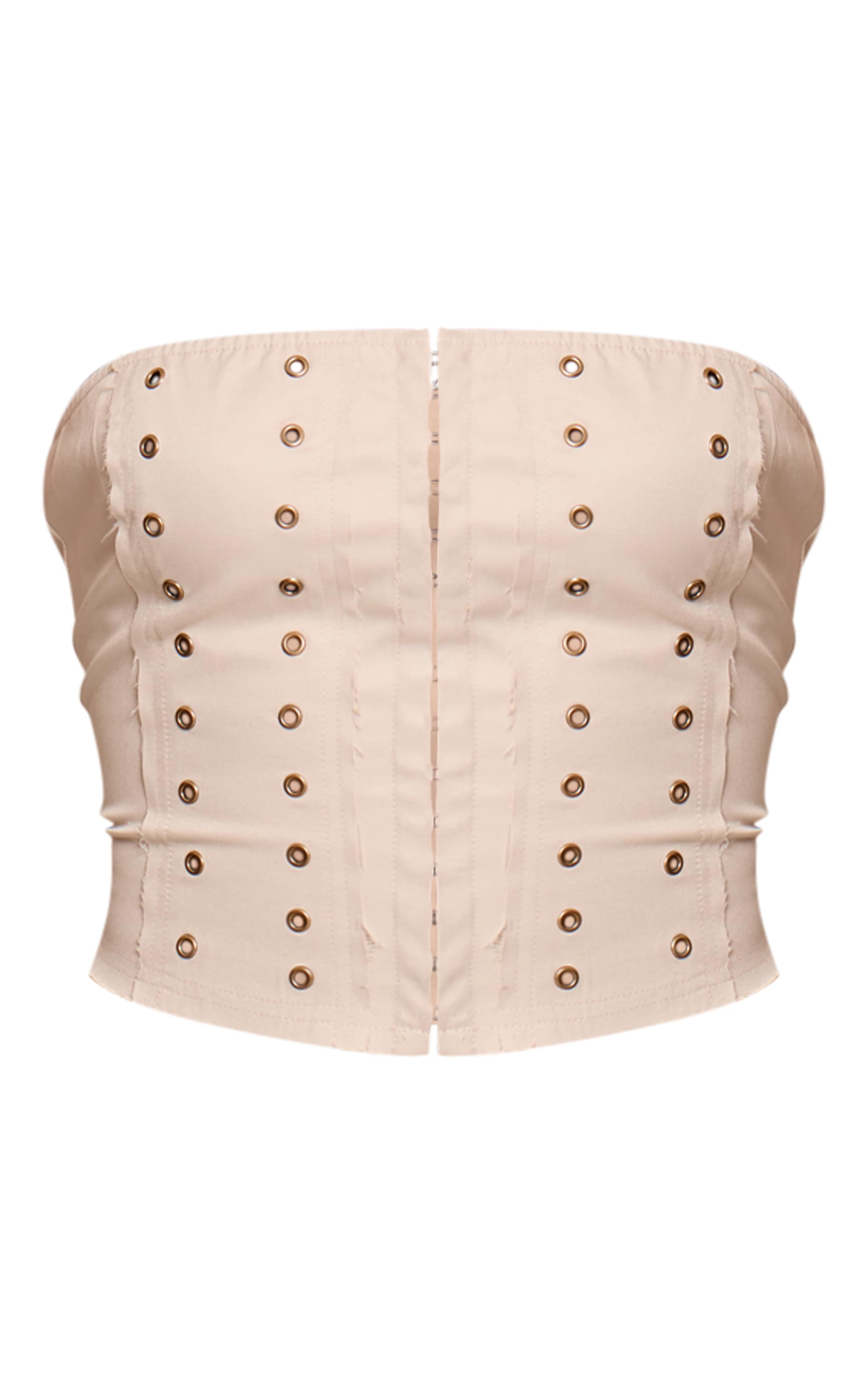 Stone Distressed Woven Eyelet Detail Bandeau Corset image 5