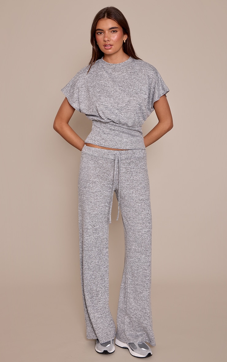 Grey Melange Elasticated Trousers image 1