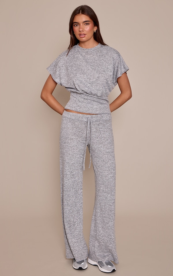 Grey Melange Elasticated Trousers