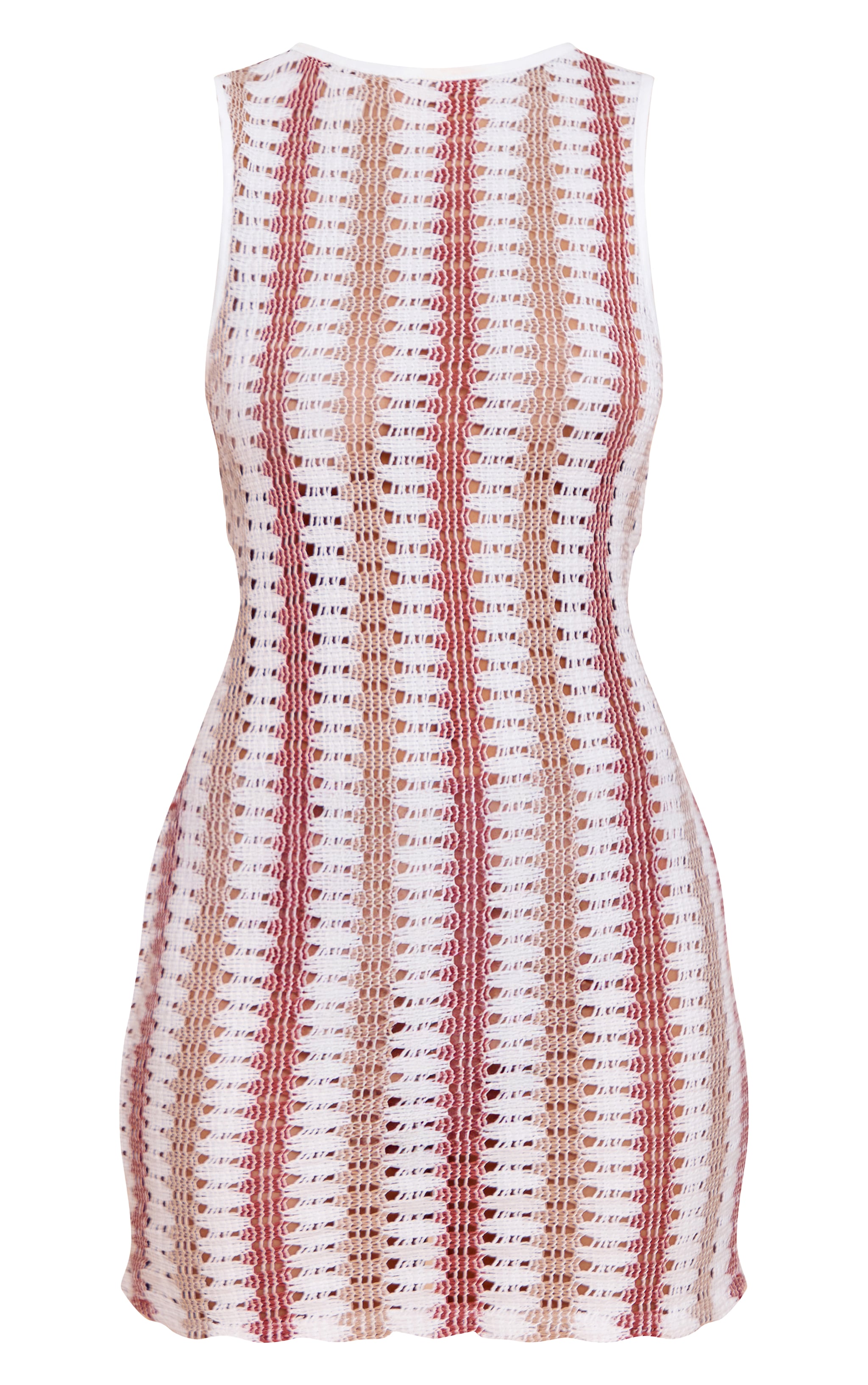 Pink Textured Striped Boat Neck Shift Dress image 5