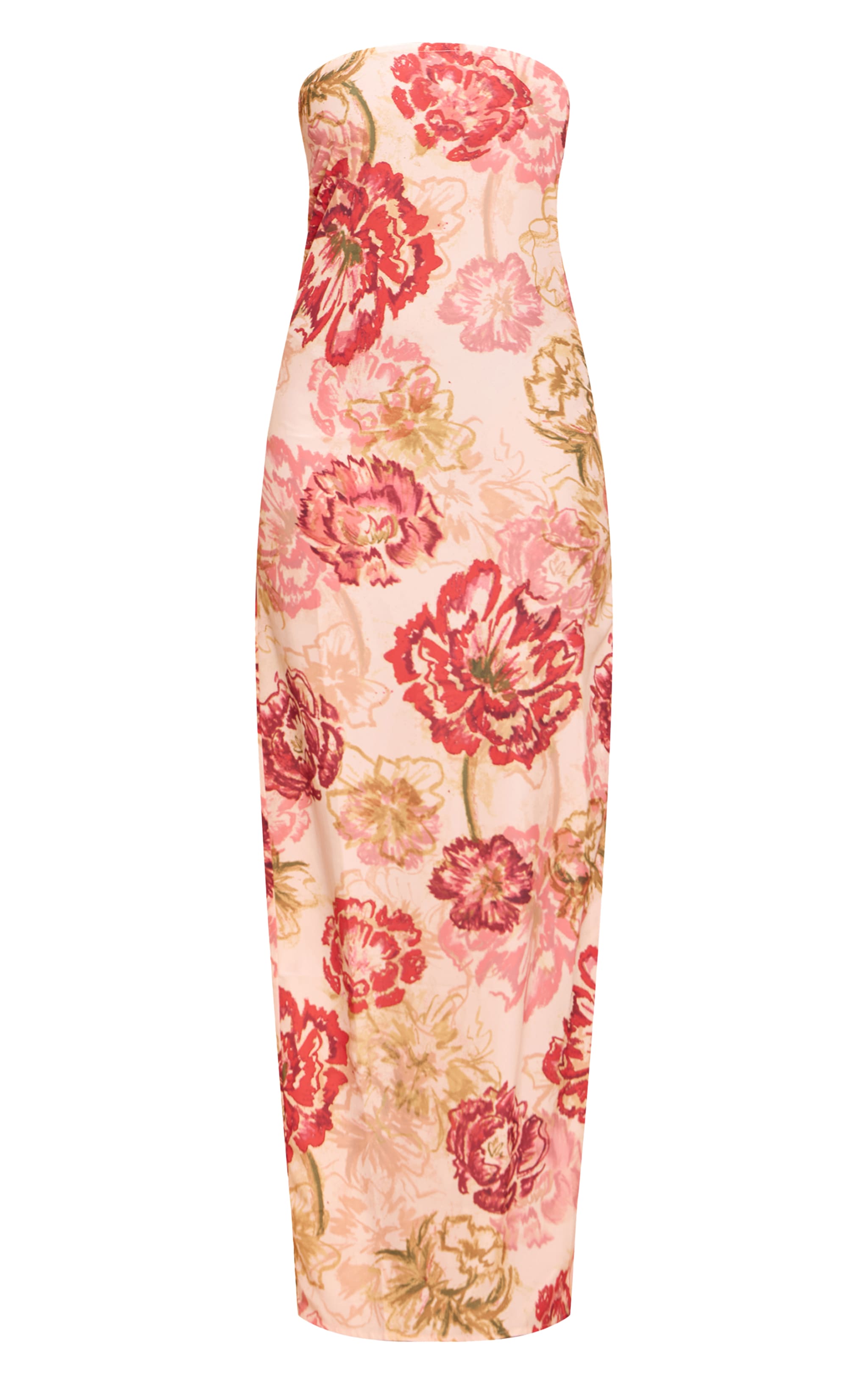 Multi Floral Print Chiffon Bandeau Maxi Dress image 5