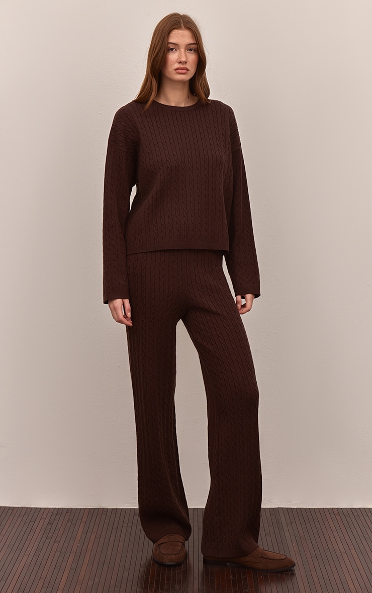 Chocolate Baby Cable Knit Wide Leg Pants  image 2