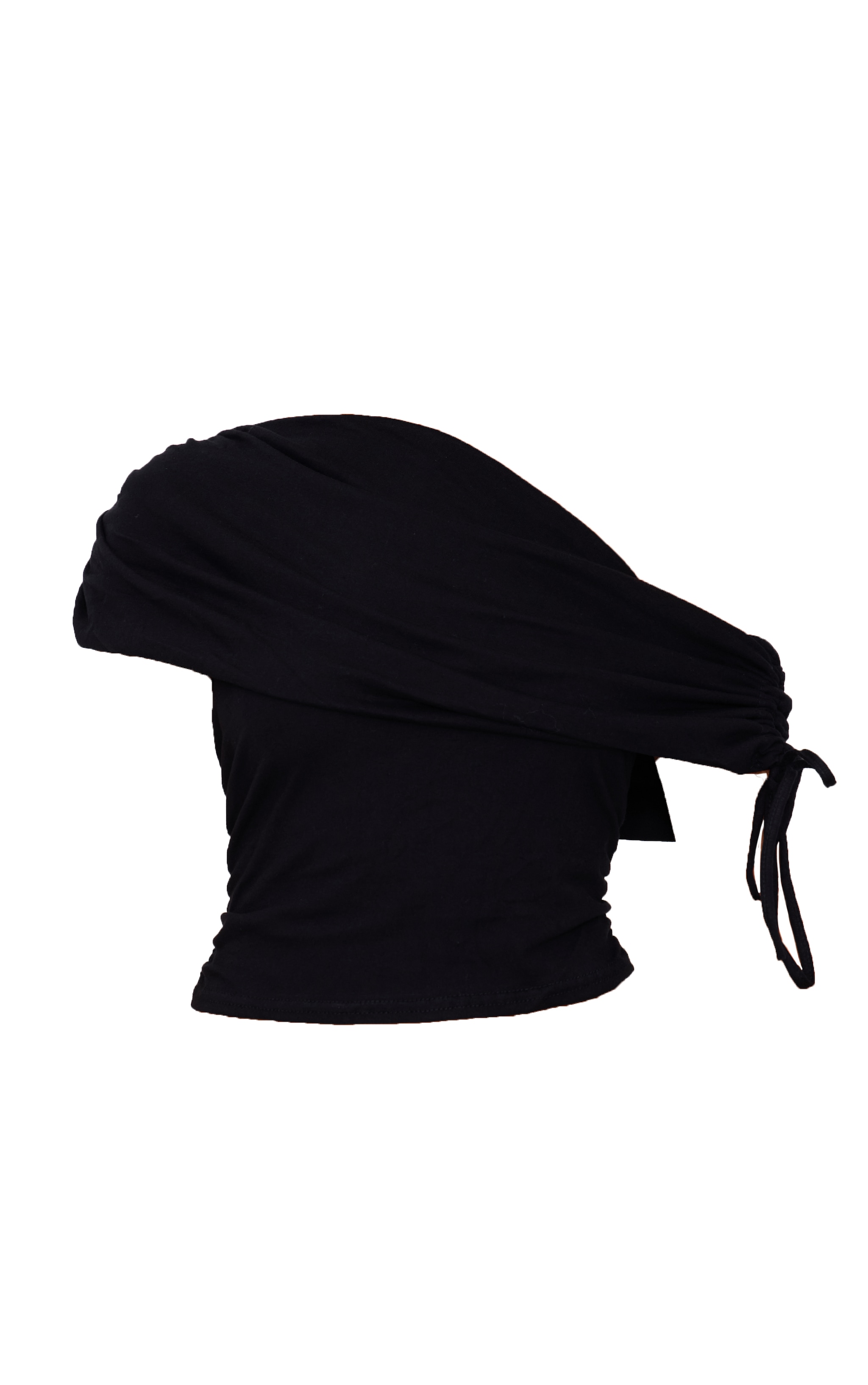 Black Ruched Side Off The Shoulder Top image 5