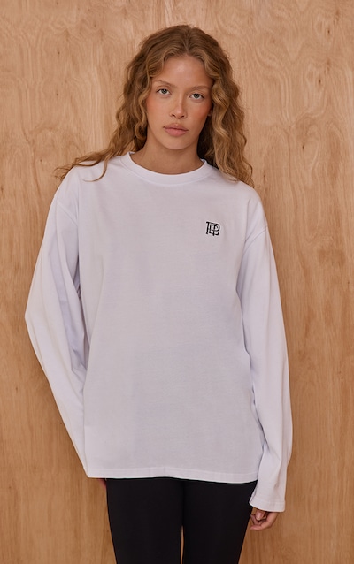 White Oversized Embroidered T-Shirt