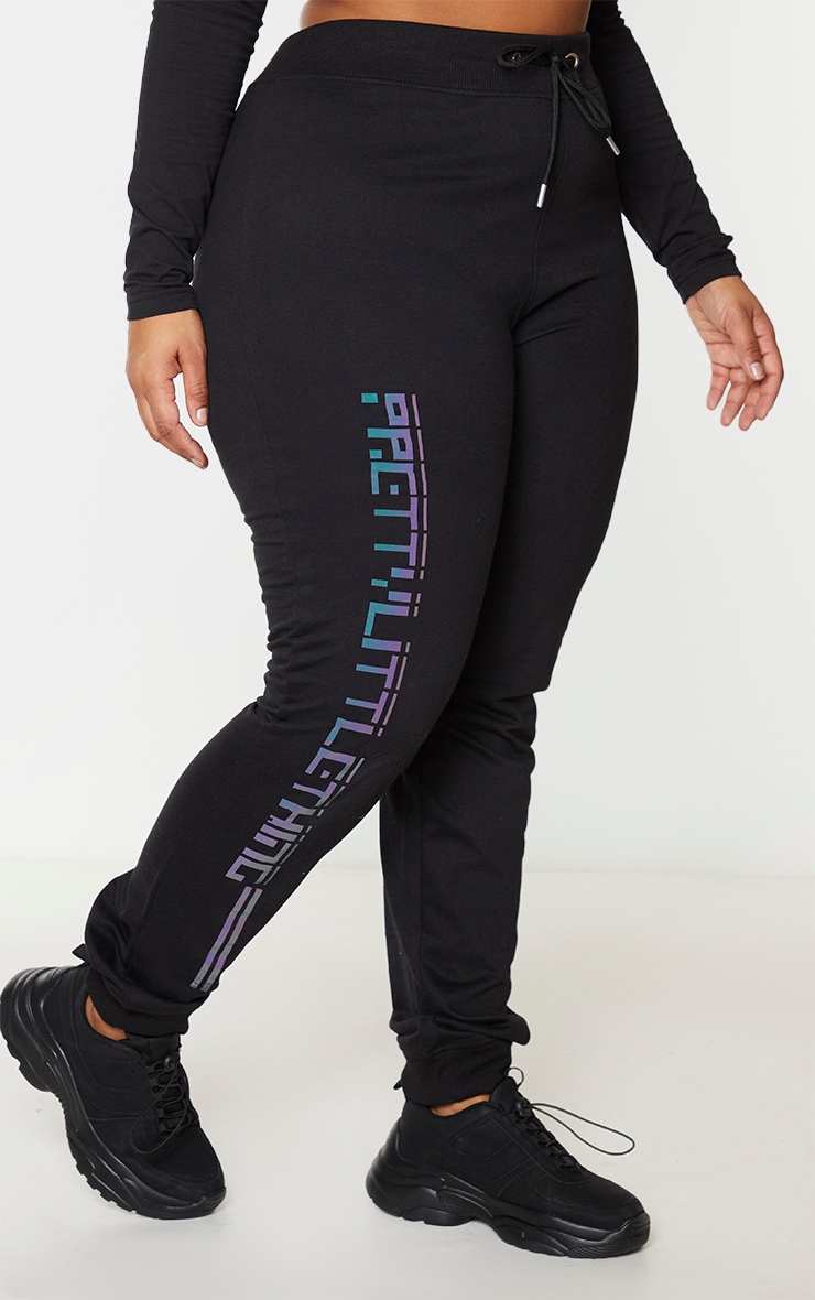Prettylittlething Plus Black Reflective Jogger PrettyLittleThing
