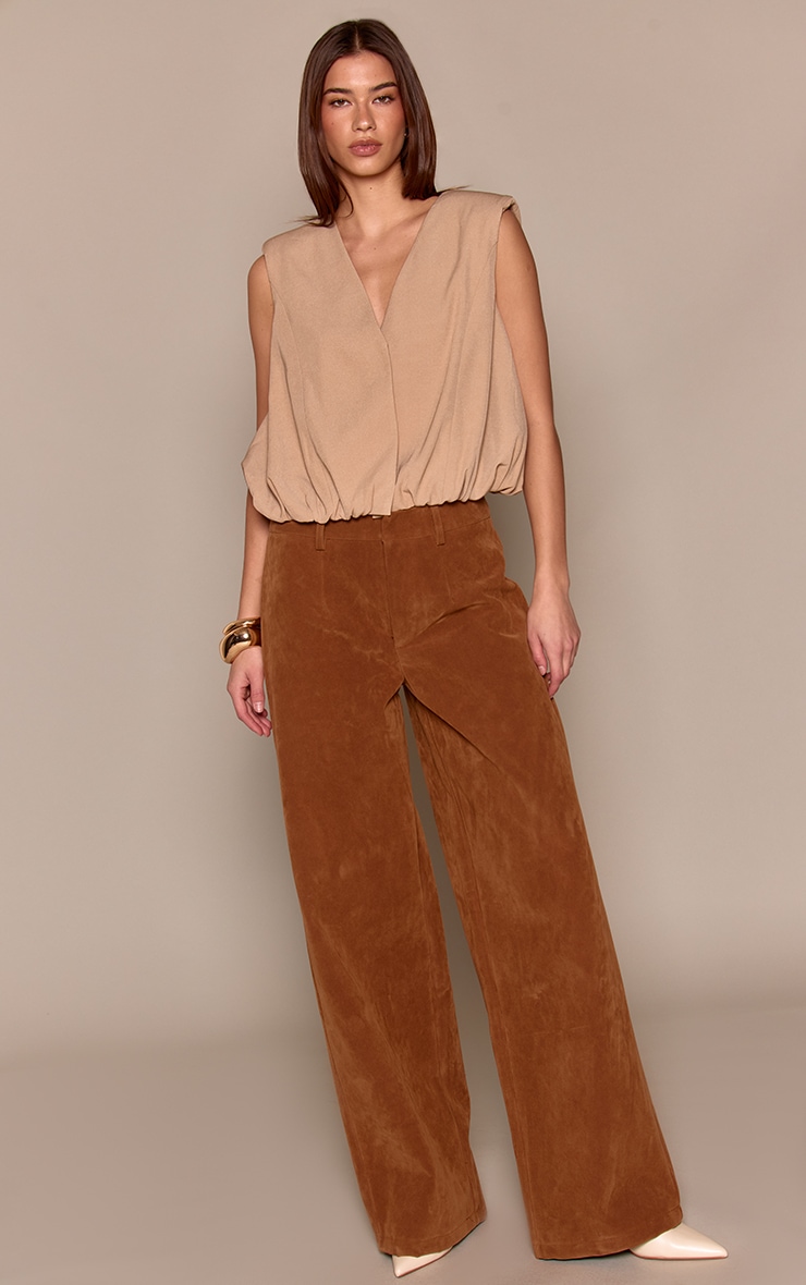 Sand Woven Bubble Hem Waistcoat image 3