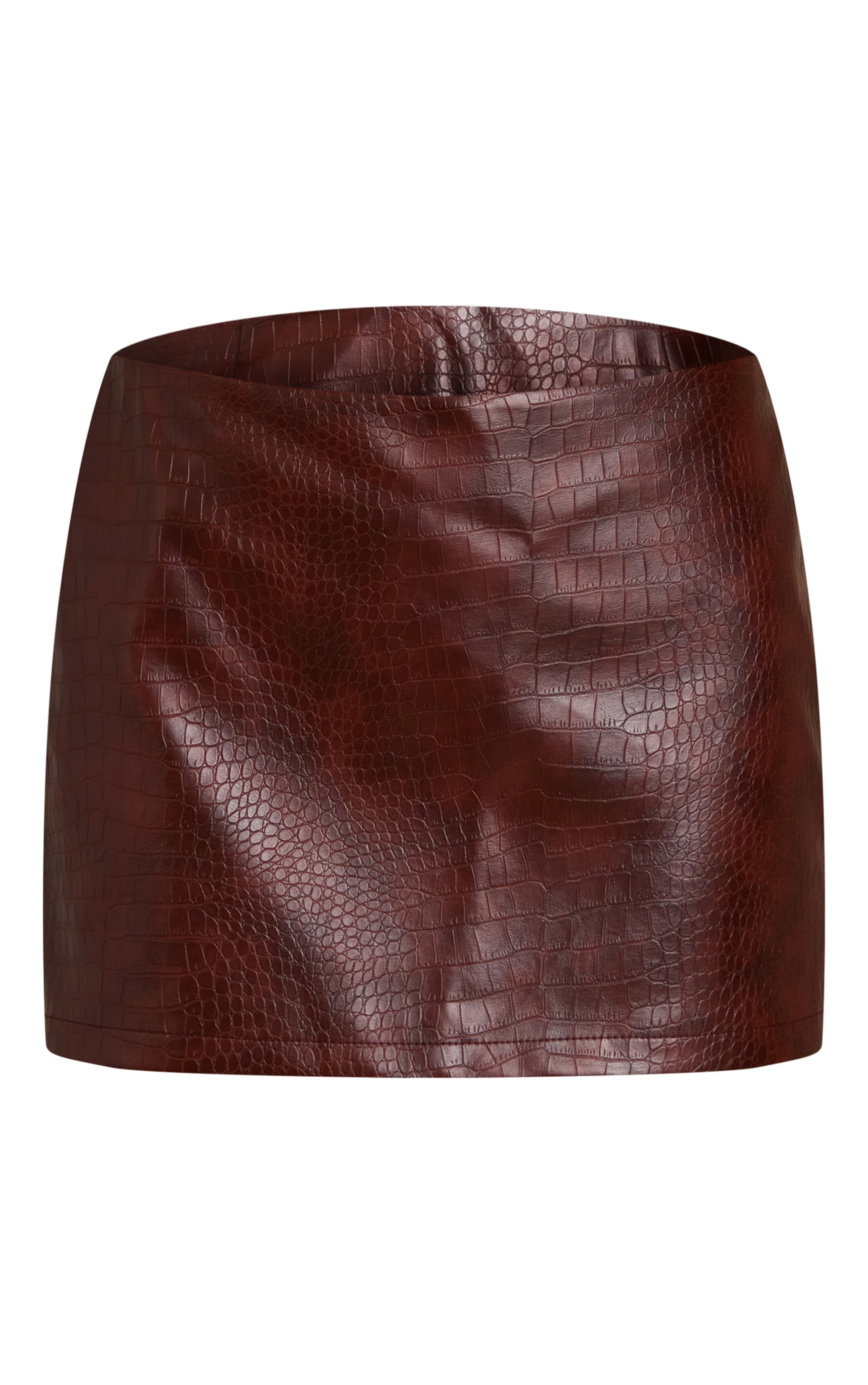 Dark Brown Croc Faux Leather Mid Rise Mini Skirt image 6
