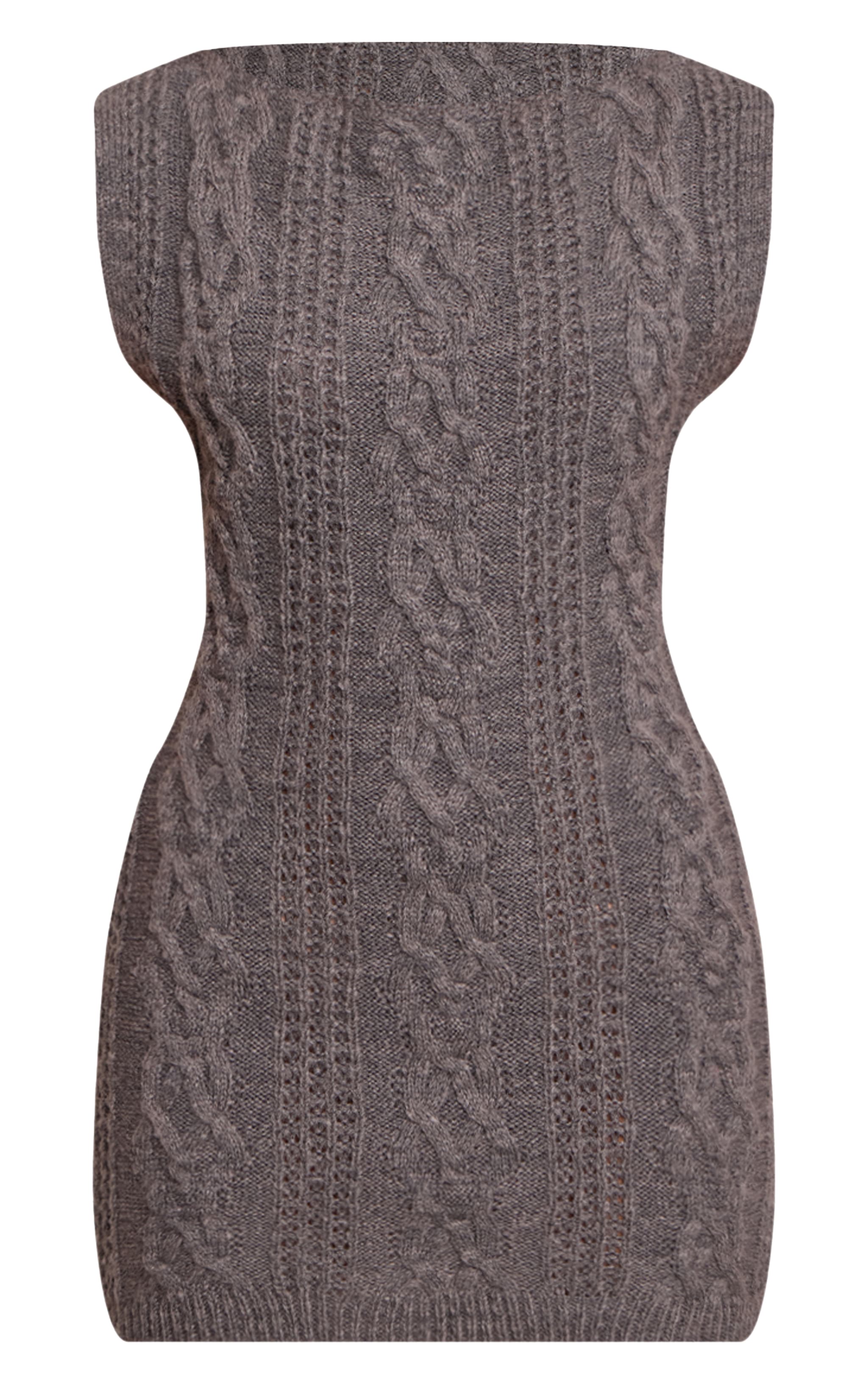 Grey Cable Knit Short Sleeve Mini Dress  image 5