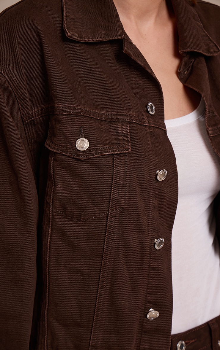 Dark Chocolate Oversized Classic Denim Jacket image 4