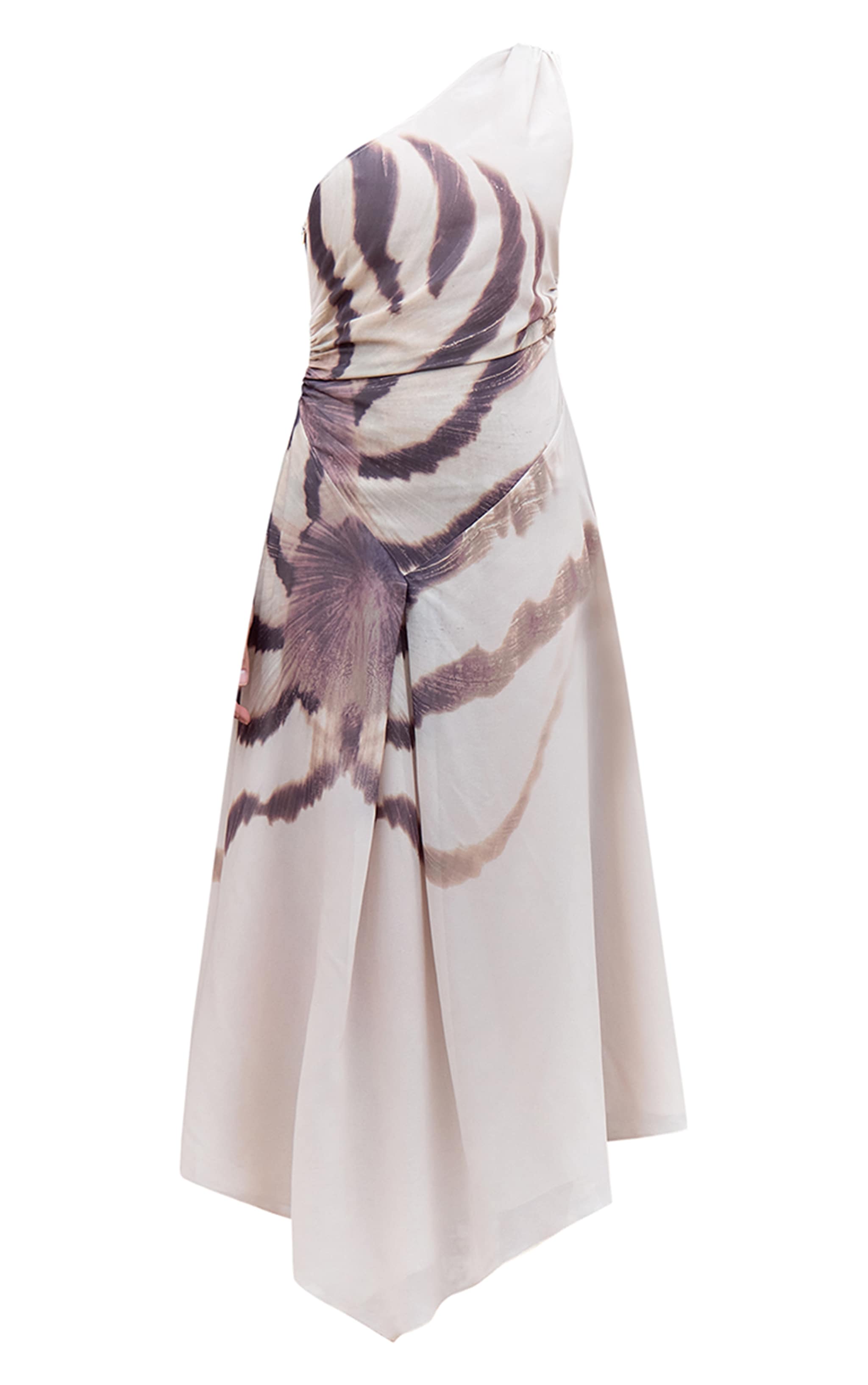 Almond Printed Chiffon One Shoulder Maxi Dress image 5