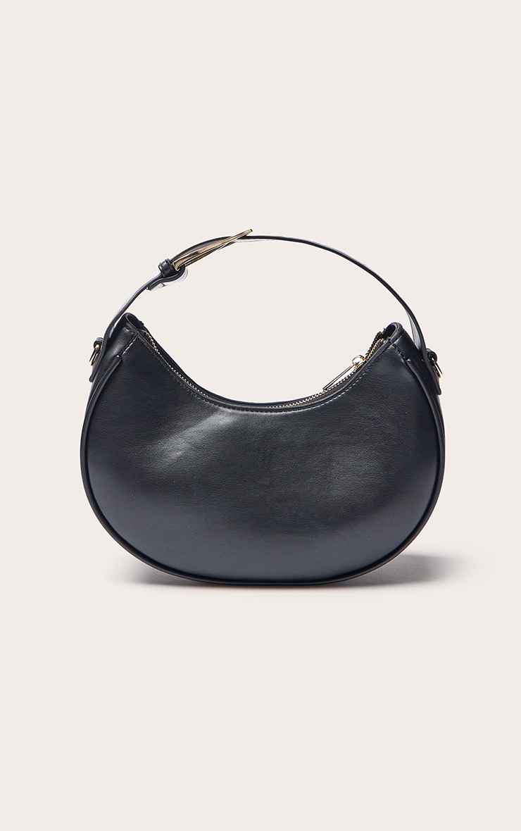 Black Buttery PU Crescent Shoulder Bag image 2